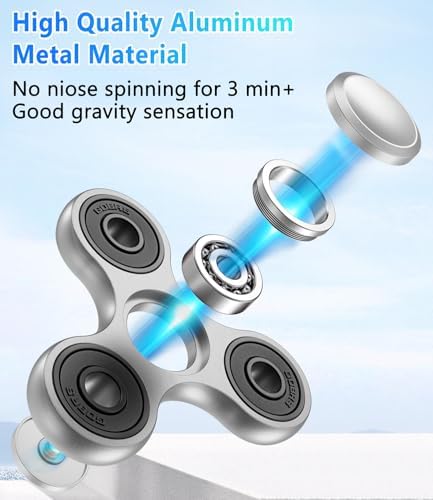 Metal Fidget Spinner Toy Long Spin Time Fidget Toys for Adults Kids | Durable Stainless Steel Bearing, Silent Spins 3-5 min