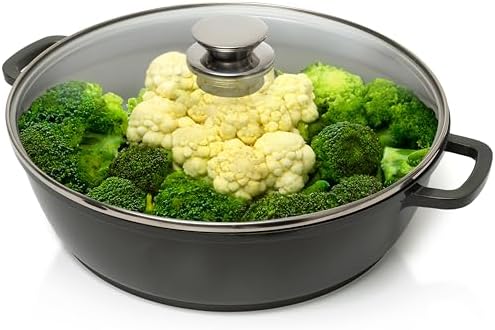 Moss & Stone 12" Deep Nonstick Skillet with Lid, 5 Qt Saute Pan, Oven Safe