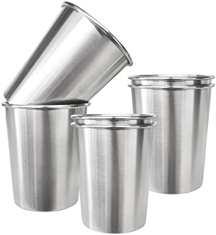 6 Pack 8 oz Stainless Steel Kids Cups, Children's Pint Cups, Stackable Metal Cups, Shatterproof Drinking Glasses