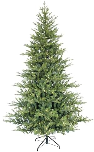 Puleo International 7.5 Foot Pre-Lit Alberta Spruce Artificial Christmas Tree with 1,000 Warm White LED Lights