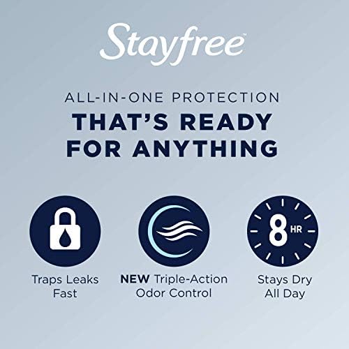 Stayfree Maxi Super Pads Wingless, Period and Leaks, 66 ct