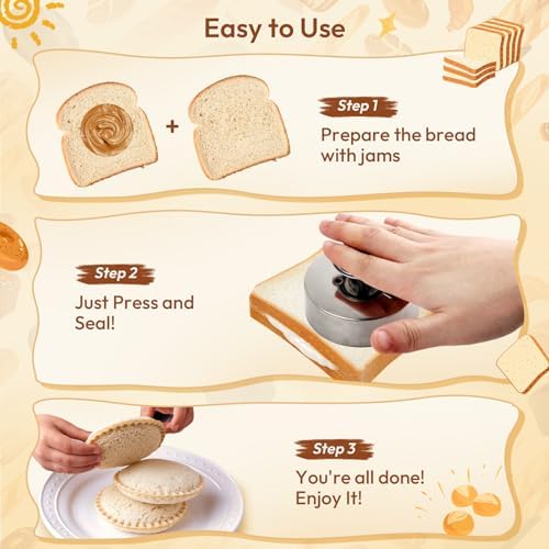 Gelbira Sandwich Cutter, Sandwich Cutter and Sealer, Sandwich Maker, Peanut Butter and Jelly Sandwiches Tool/PBJ Cutter, Sandwich Maker for Kids