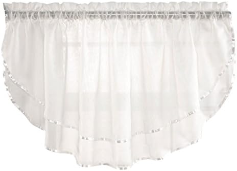 Stylemaster Elegance Sheer Voile Ascot Valance, 60" x 24", Beige