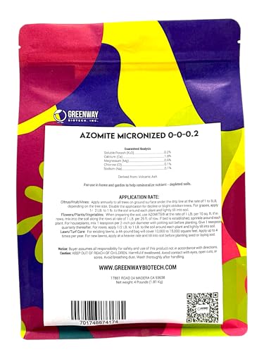 Greenway Biotech, Inc. Azomite Rock Dust Volcanic Ash Organic Fertilizer with Micronutrient & Trace Minerals- Natural Mineral Soluble Plant Fertilizers for Enhances & Increases Crop Yield (1 Pound)