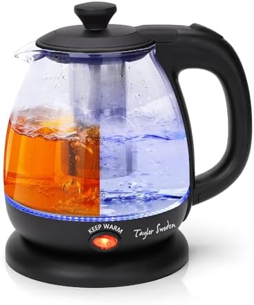 Taylor Swoden Electric Kettle with Tea Infuser, 1L Small Electric Tea Kettle with Keep Warm, LED Light Hot Water Boiler & Heater for Coffee & Teas
