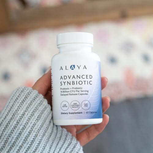 Alaya Naturals Advanced Synbiotic - Probiotic + Prebiotic - 14 Billion CFU Delayed Release Probiotic Supplement with Prebiotics from Sunfiber®