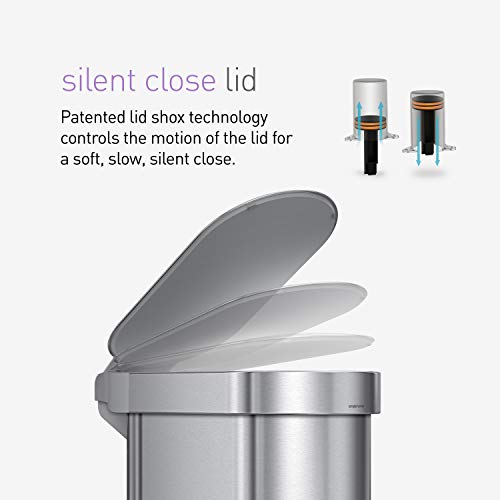 simplehuman 45 Liter / 12 Gallon Slim Hands-Free Kitchen Step Trash Can, Brushed Stainless Steel