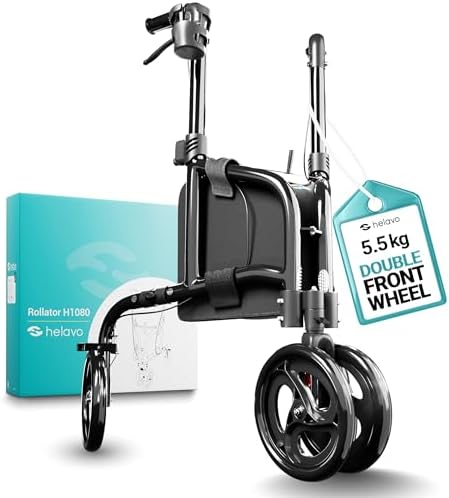 Helavo 3 Wheel Walker with Double Front Wheels, Narrow Walker for Seniors | Rollator Walker for Small Spaces, Easier Maneuverability, 26.8" Wide
