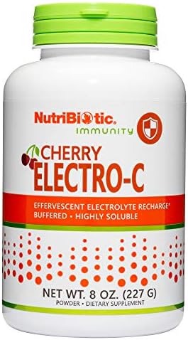 NutriBiotic - Cherry Electro-C Vitamin C & Electrolyte Powder, 8 Oz | 850 Mg Vitamin C Per Serving | Effervescent Electrolyte Recharge | Buffered & Highly Soluble | Non-GMO & Gluten Free