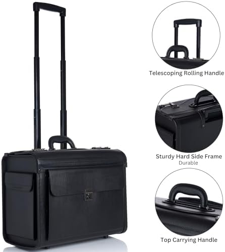Alpine Swiss Rolling 17" Laptop Briefcase on Wheels Attache Lawyers Case Legal Size