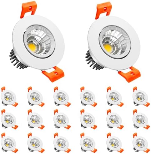 LightingWill 2inch LED Dimmable Downlight, 3W COB Recessed Ceiling Light, Warm White 3000K-3500K, CRI80, 25W 220LM Halogen Bulbs Equivalent, White (4 Pack)