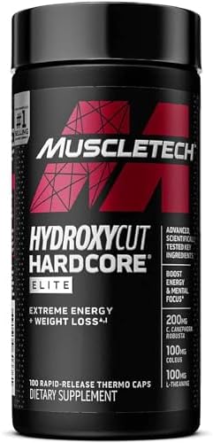 Hydroxycut Hardcore Elite - Energy & Metabolism Support for Men & Women - 270 mg Caffeine Anhydrous & 200 mg Green Coffee Extract - Rapid Release