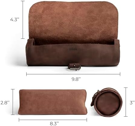 Hide & Drink, Cylinder Watch Case, Holds 4 Watches, Storage Box, Jewelry Roll Organizer, Travel Accessories, Full Grain Leather, Handmade