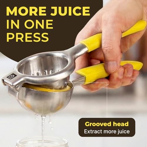 Large Lemon Squeezer Stainless Steel Press - Non-Slip Grip, Heavy Duty, Manual Design - Effortless Pro-Grade Lemon, Lime, Orange