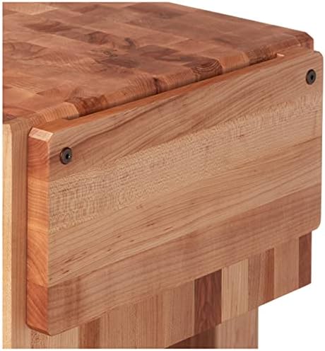 John Boos PCA1 Maple Wood End Grain Solid Butcher Block with Side Knife Slot, 18 Inches x 18 Inches x 10 Inch Top, 34 Inches Tall, Natural Maple Legs