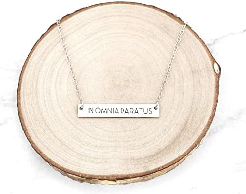 In Omnia Paratus Bar Necklace Strength Jewelry A Motivation Necklace Mantra Pendant Is An Inspirational Charm, In Omnia Paratus Bar Jewelry
