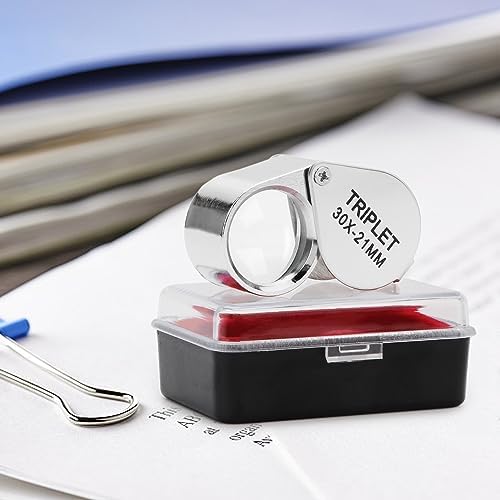 Rongon 30X Pocket Jewelers Loupe, 5PCS Foldable Handheld Magnifier | Sturdy metal
