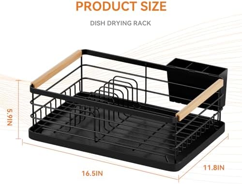 BRIAN & DANY Dish Drying Rack, Dish Racks for Kitchen Counter, Stainless Steel Dish Drainer with Removable Cutlery Holder & Drainboard, White
