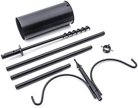 Birds Choice Erva 2 Arm Complete Bird Feeder Pole Set with Squirrel Baffle Steel Bird Feeder Mounting Pole Made in USA | Hangs 2 Feeders at Once