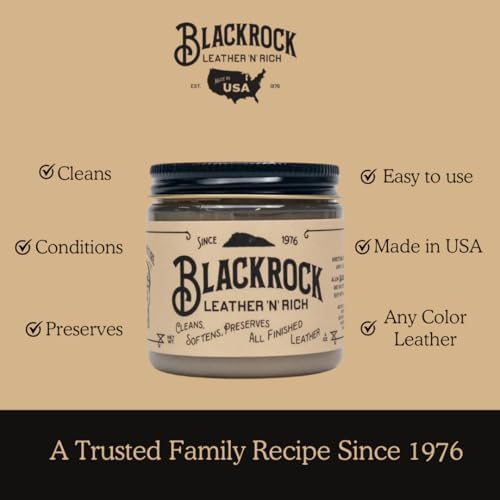 Blackrock LEATHER N RICH - Quality leather cleaner and conditioner, Made in the USA since 1976 - Leather care for boots, saddles, car interiors