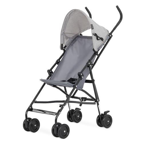 Dream On Me Aero Travel Umbrella Stroller, 1-Hand Fold, Lightweight, Black | 3 Point Safety Harness, Dual Brakes, Adjustable Removable Canopy, Sturdy Steel Frame, Compact, For Toddlers 6-36 months