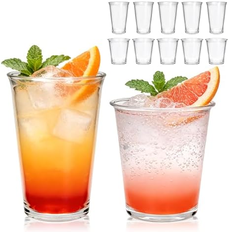 12 Pack Highball Glasses Set, 12 oz & 10 oz Stackable Thick Glass Cups | Drinking Glasses for Cocktails，Iced Coffee, Bubble Tea, Water