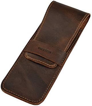 Hide & Drink, Pen Case Holder, Multi Pen Pouch, Protective Sleeve, Rustic Pouch, Office Essentials, Full Grain Leather, Handmade, Bourbon Brown
