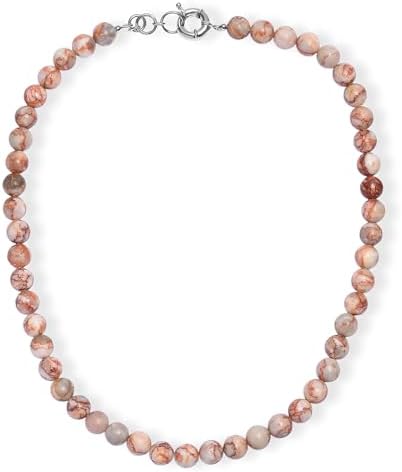 Pink Web Jasper 350.00 ctw Beaded Necklace in Platinum Plated 20 Inches