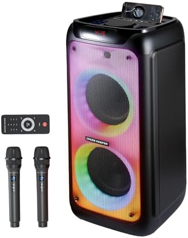 GKD80 Karaoke Machine for Adults with 2 Wireless UHF Microphone, 600W Peak Bluetooth Speaker with Dual 8'' Subwoofers