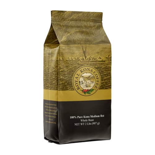 ROYAL KONA COFFEE Whole Bean - 100% Hawaiian Kona Coffee, Private Reserve, Medium Roast, (Pack of 2)