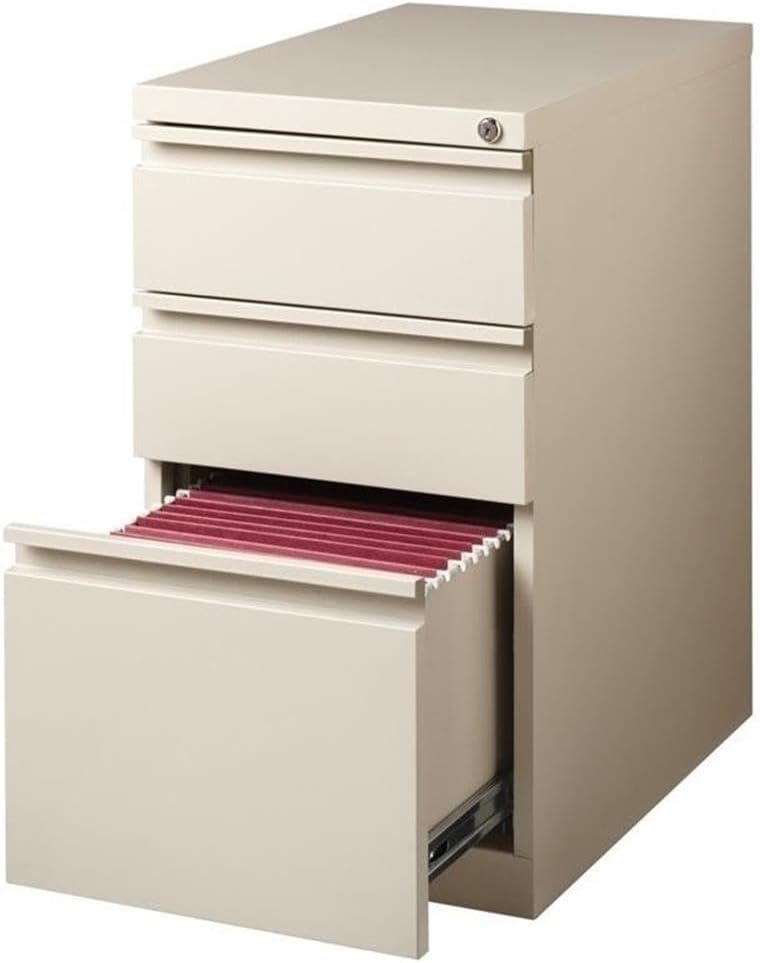 Pemberly Row 3 Drawers 27.75" Vertical White Metal Filing Cabinet Lockable Pre-Assembled Stationary Letter Size for Home, Office