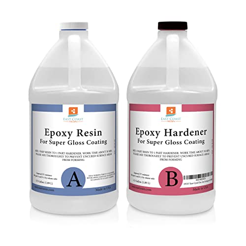 EPOXY Resin Crystal Clear 1 Gallon Kit | 1:1 Resin and Hardener for Super Gloss Coating | for Bars, Outdoor Table Top, Countertop