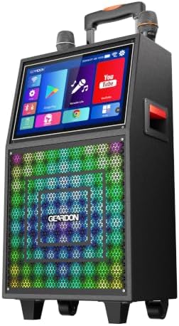 Karaoke Machine with Lyrics Display Screen for Adults, 15" Tablet | Bluetooth Speaker with 2 Rechargeable UHF Mics, 1000W Peak Power, DJ Lights, Portable Karaoke System for Any Occasion