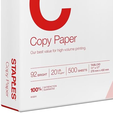 Staples TRU RED Copy & Printer Paper, 8.5 x 11, 20 lb, 92 Bright, 5,000 Sheets/Carton, White Letter Size Paper for Office, School & Home