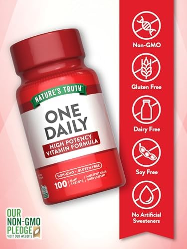 Nature's Truth One Daily Multivitamin | 100 Mini Tablets | for Men and Women | Non-GMO & Gluten Free Supplement | for Men and Women | Non-GMO &
