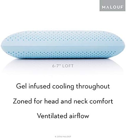 MALOUF Zoned Dough Gel-Infused Memory Foam Bed Pillow-5-Year U.S. Warranty-Queen-Mid Loft, Queen Mid Loft