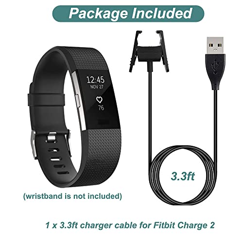Kissmart Charger for Fitbit Charge 2 Fitness Activity Tracker (3.3ft/1m) | Replacement Charging Cable Cord for Fitbit Charge 2 Smart Wristband
