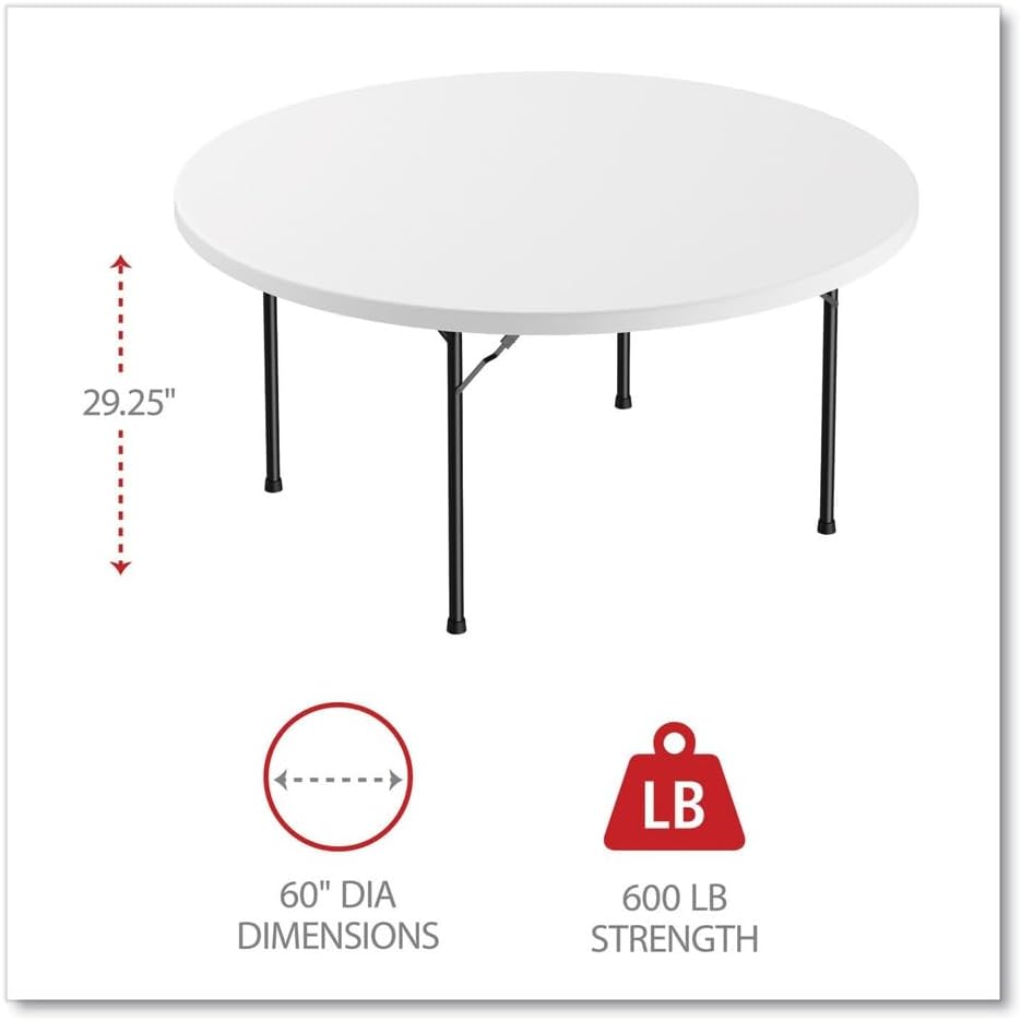 Round Plastic Folding Table, 60" Diameter x 29.25h, White