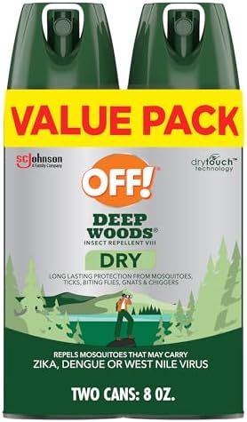 OFF! Deep Woods Insect Repellent Aerosol, Dry, Non-Greasy Formula, Bug Spray with Long Lasting Protection from Mosquitoes and Ticks, 4 Oz, (Pack of 2)