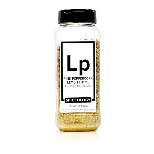 Spiceology Pink Peppercorn Lemon Thyme Seasoning, 5.4 oz | Use On: Chicken, Salmon, Shrimp, Potatoes, Butter, Vegetables, Salad Dressing, Lemon Pepper Seasoning, Vegetable Seasoning
