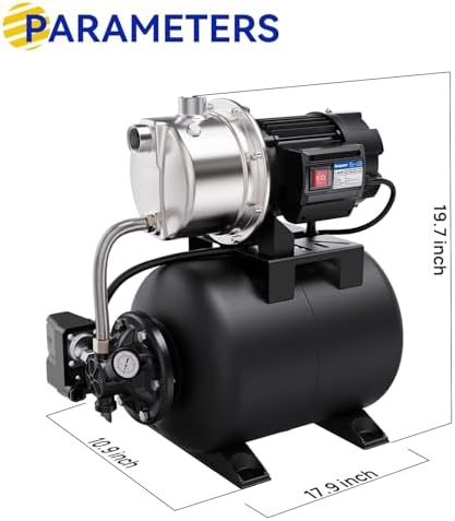115V Shallow Well Garden Pump, Stainless Steel, Automatic Water Booster Jet Pump 1320 GPH, for Irrigation, Home, Garden, Lawn