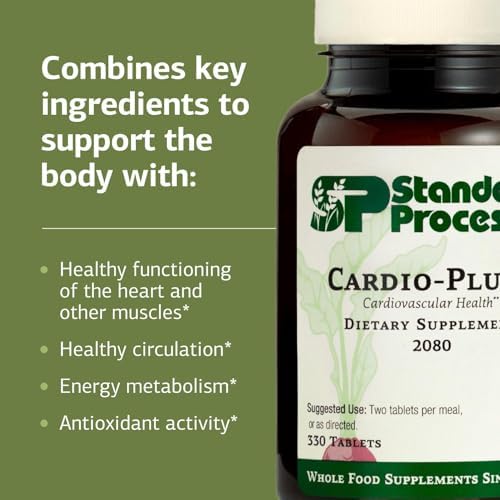 Standard Process Cardio-Plus - Antioxidant Support - Heart Health, Circulation & Blood Flow Supplement with Vitamin B6, Niacin & Riboflavin - Energy Metabolism Supplement - 90 Tablets