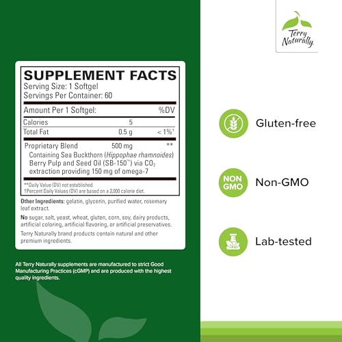 Terry Naturally Omega - Eye Moisture, Dry Eye Comfort - 60 Count | Eye Moisture, Dry Eye Comfort and Tear Production Support. 60 softgels.