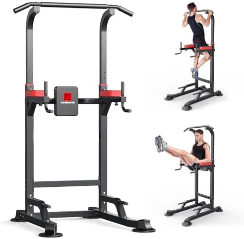 Power Tower Dip Station Workout equipment Pull up Bar for Home Gym Adjustable Height Strength Training Fitness Excercise Equipment,Load 450LBS