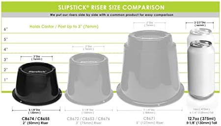 Slipstick CB672 Premium 3 Inch Bed Risers/Furniture Raisers with Steel Reinforced Caster Wheel Holder Top, Lifts Height 3" (4 Pack) Supports 2