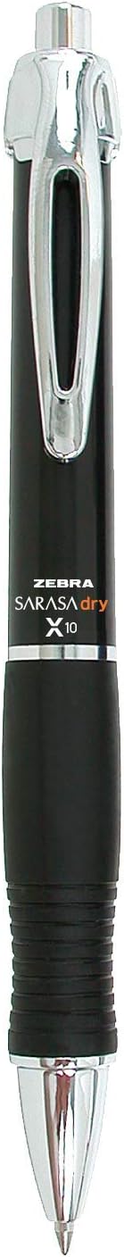 Zebra Pen SARASA X10 Retractable Gel Pen, Black Ink, 0.7mm, 12-Pack | Rapid-Dry Ink, Smooth, Smear-Resistant, Wide Barrel, Ideal for Left-Handed Writers, Note-Taking, Medium Point Tip (42620)