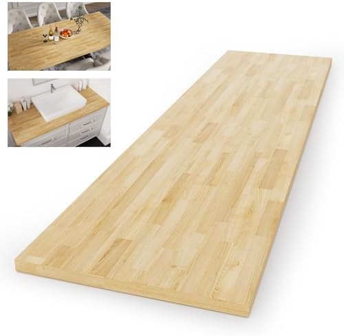 Butcher Block Countertop Wood Tabletop - 4FT Solid Birch Wood Table Top, Unfinished Hardwood Butcher Block Slab for Kitchen Countertops, Island, Desk Top, Workbench Top, Tabletop 50"x25"x1.5"
