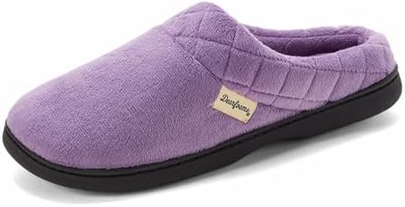 Dearfoams Women's Lightweight Memory Foam Indoor House Slipper Darcy Velour Clog with Wide Widths