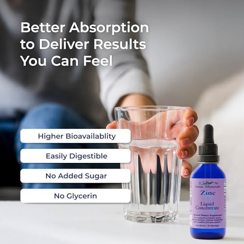 Eidon Ionic Minerals - Liquid Zinc Concentrate, Ionic Zinc Sulfate - 2 oz | Supplement Drops for Men, Women, & Kids, Support Immune System, Hair and Skin, Liver and Kidney Health