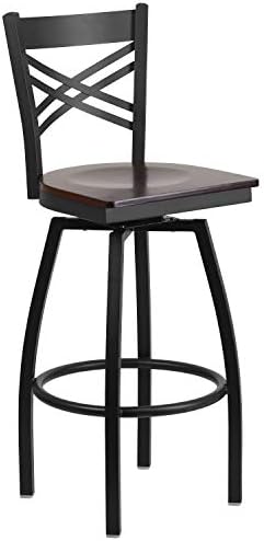 Flash Furniture Hercules Series "X" Back Metal Restaurant Barstool, Modern Upholstered Armless Bar Height Chair for Restaurants and Kitchens, Black | X Back Style, Vinyl Upholstery, Durable Construction, Commercial Use